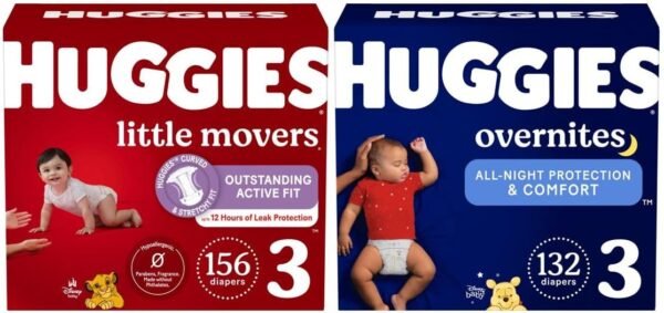 Huggies Little Movers & Overnites Bundle: Size 3 (16-27 lbs), 288ct (6 packs of 48)