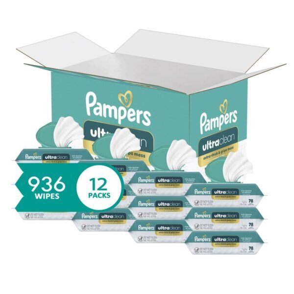 Pampers Ultra Clean Baby Wipes (Previously ‘Free & Gentle’), 99% Water, Hypoallergenic, Unscented, 100% Plant Based, Plastic-Free, 936 Baby Wipes…