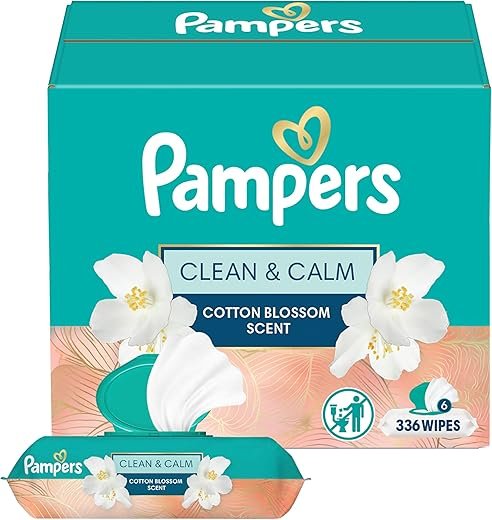 Pampers Wipes, Clean & Calm, Cotton Blossom Scent, 336 Wipes Total (6X Pop-Top Packs)